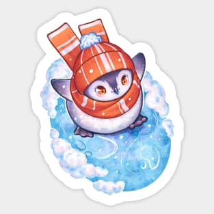 Cute Penguin on Ice Sticker